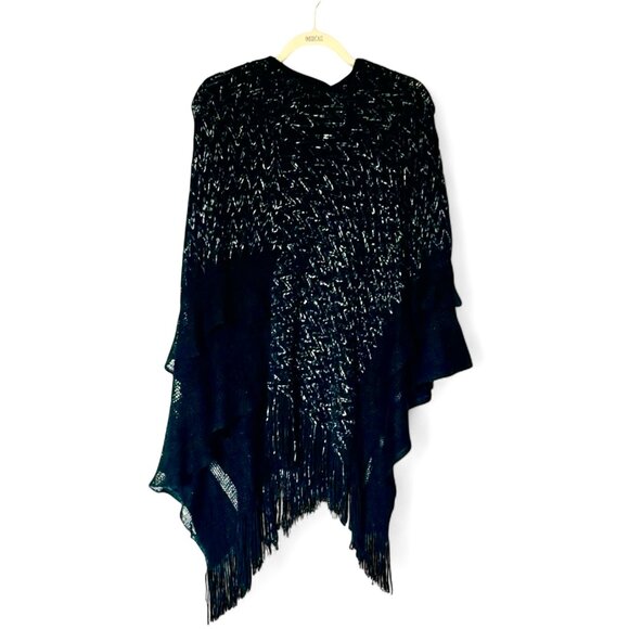 Eyeful Sweaters - Eyeful Fringed Shawl Poncho